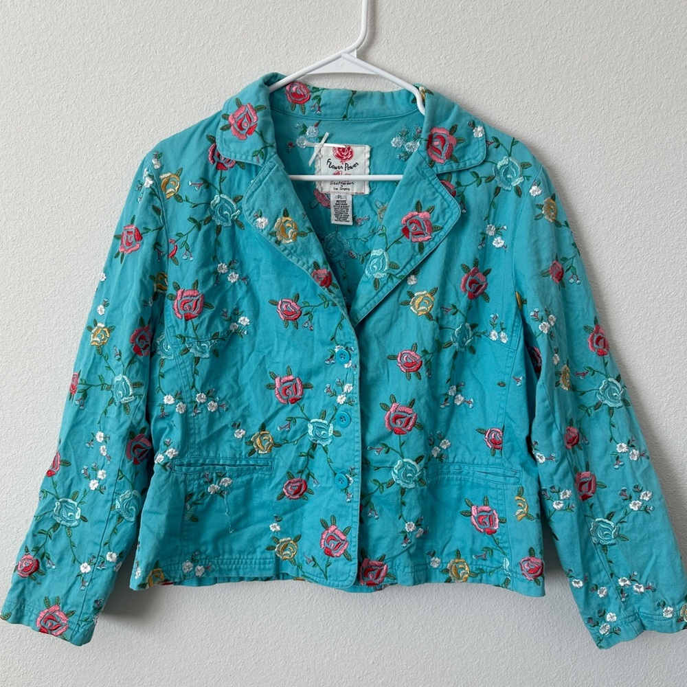 Flower Power vintage floral embroidery boho blazer